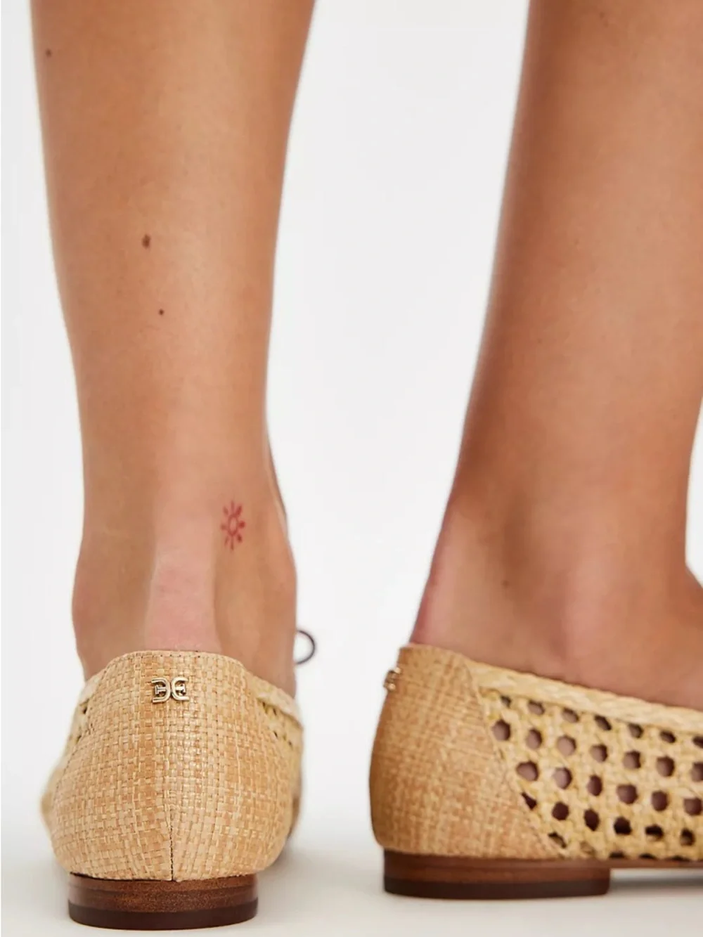 SAM EDELMAN MARCIE BALLET FLATS IN BLEACHED BEECHWOOD TAN WEAVE 8.5